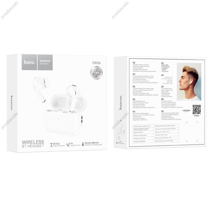 Бездротові Bluetooth навушники HOCO EW56 Generoso true wireless headset BT 5.3 White