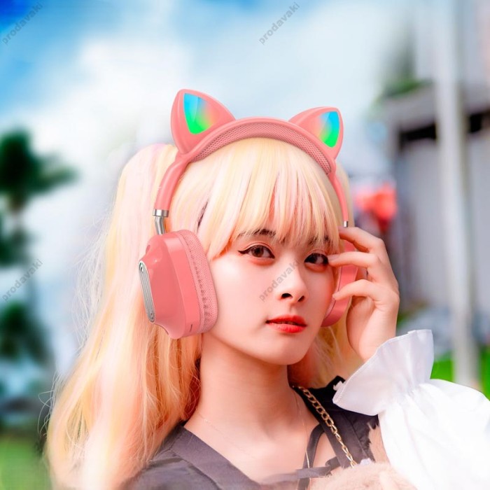 Бездротові Bluetooth навушники HOCO ESD13 Skill cat ear headphones BT 5.3 Pink