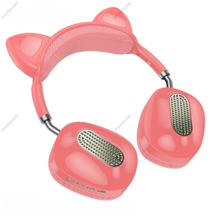 Бездротові Bluetooth навушники HOCO ESD13 Skill cat ear headphones BT 5.3 Pink