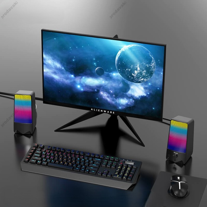 Комп'ютерна колонка Hoco DS14 RGB Rhythmic Spectrum desktop speaker AUX Mic 10W Black
