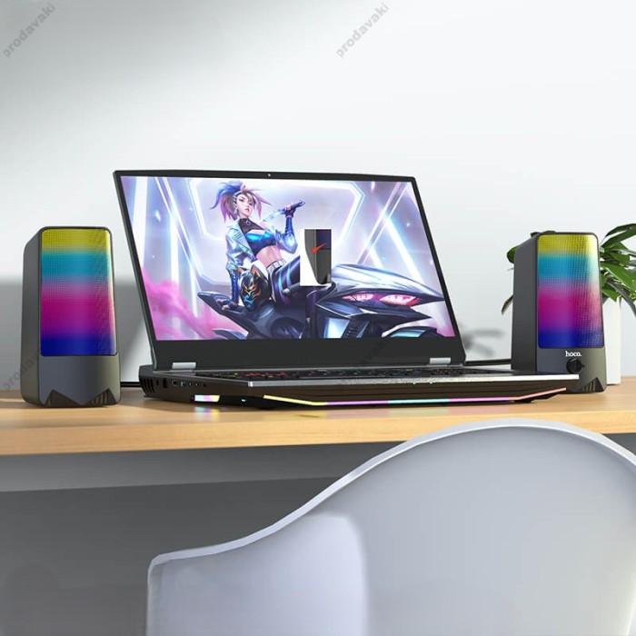 Комп'ютерна колонка Hoco DS14 RGB Rhythmic Spectrum desktop speaker AUX Mic 10W Black