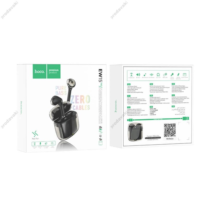 Бездротові Bluetooth навушники HOCO EW15 Clear Explore Edition true wireless headset BT 5.1 Black