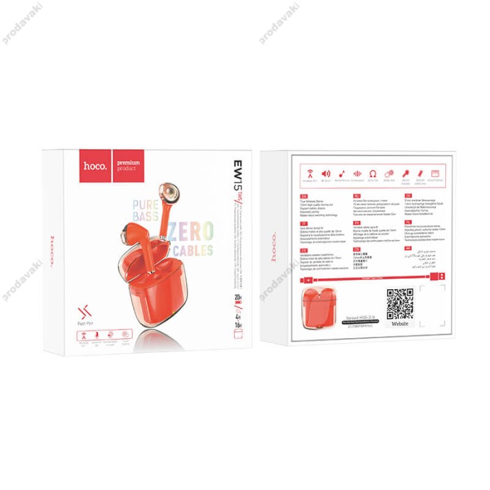 Бездротові Bluetooth навушники HOCO EW15 Clear Explore Edition True Wireless Headset BT 5.1 Red