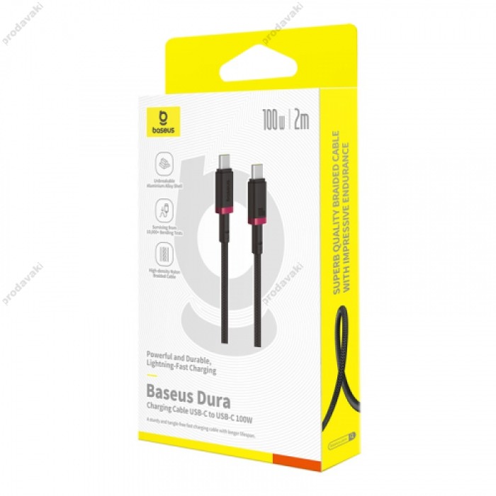 Кабель Baseus Dura Series Type-C to Type-C 100W 5A 2m Black-Red P10377803U01-02