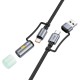 Кабель PD Hoco U138 All-in-one charging data cable USB / Type-C to Type-C / cigarette lighter U138 1.2m PD60W 3A Black