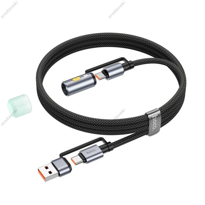 Кабель PD Hoco U138 All-in-one charging data cable USB / Type-C to Type-C / cigarette lighter U138 1.2m PD60W 3A Black