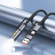 Кабель PD Hoco U138 All-in-one charging data cable USB / Type-C to Type-C / cigarette lighter U138 1.2m PD60W 3A Black