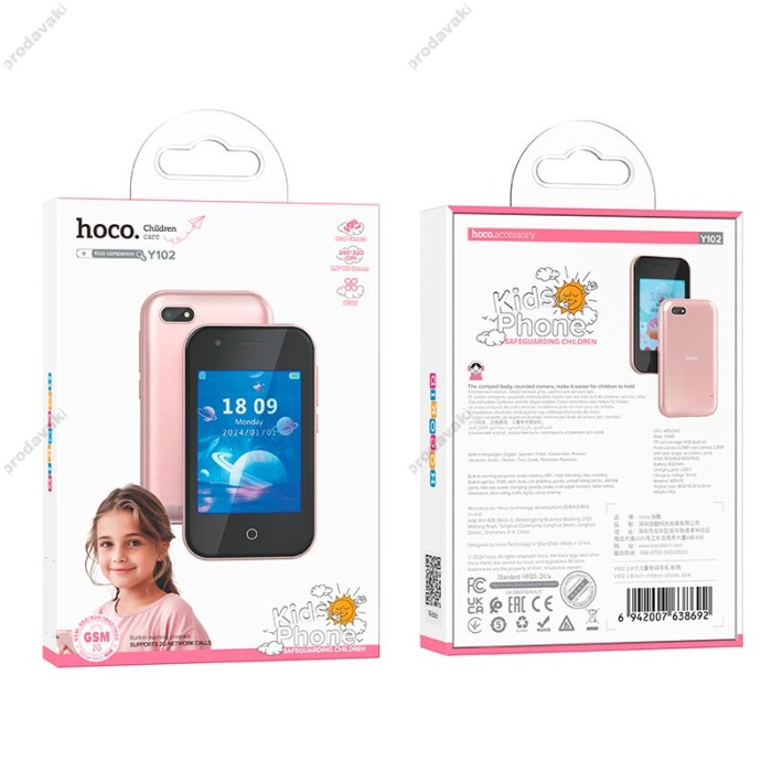 Мобільний телефон Дитячий HOCO Y102 2.8-inch children phone GSM Call 2G 4GB Dual Camera Pink