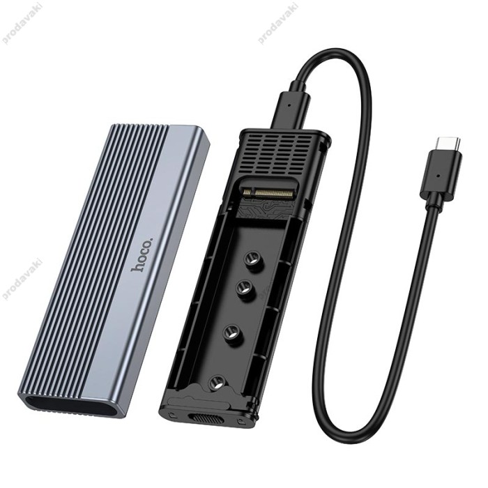 Корпус для зовнішного Кишеня для M. 2 SSD Hoco HB47A Enclosure (USB3.2/10Gbps, 4TB Max) Grey