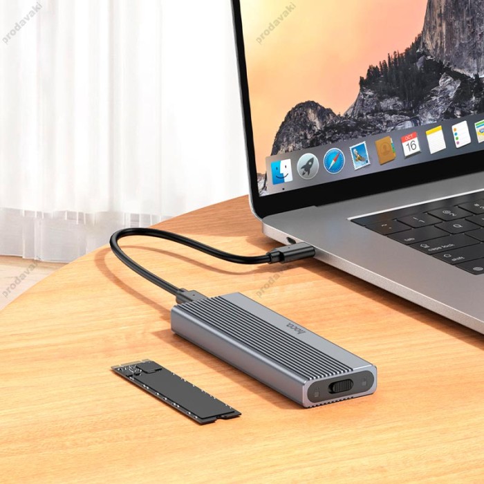 Корпус для зовнішного Кишеня для M. 2 SSD Hoco HB47A Enclosure (USB3.2/10Gbps, 4TB Max) Grey