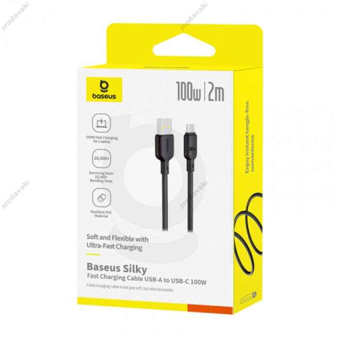 Кабель Baseus Silky Series USB to Type-C 100W 5A 2m Black P10377703113-01
