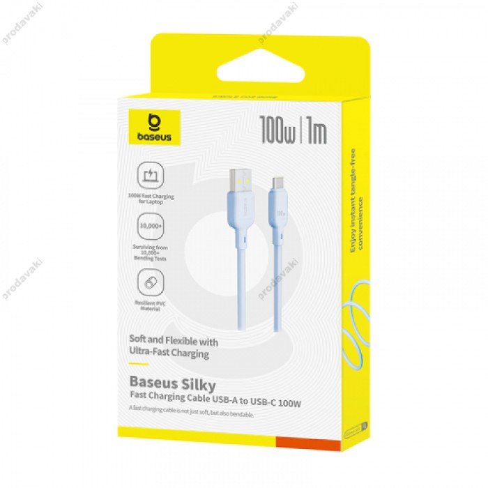Кабель Baseus Silky Series USB to Type-C 100W 5A 1m Blue P10377703313-00