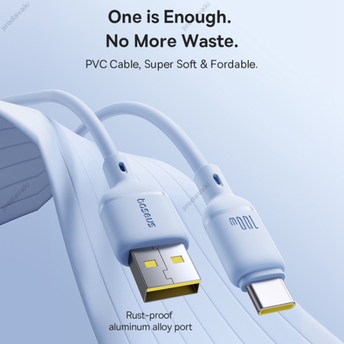 Кабель Baseus Silky Series USB to Type-C 100W 5A 2m White P10377703213-01
