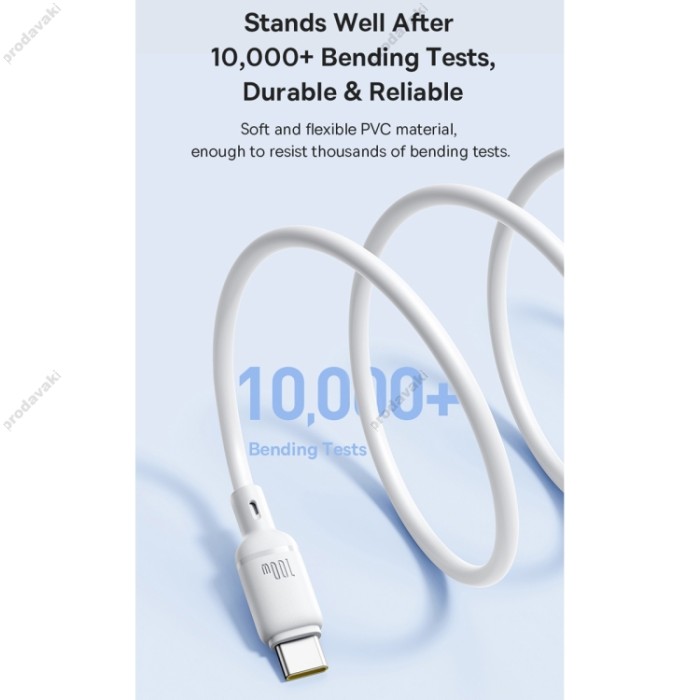 Кабель Baseus Silky Series USB to Type-C 100W 5A 2m White P10377703213-01