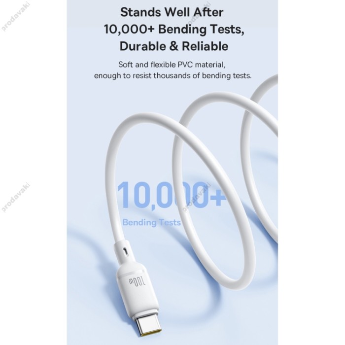 Кабель Baseus Silky Series Type-C to Type-C 100W 5A 1m White P10377704213-00