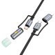 Кабель PD Hoco U138 All-in-one charging data cable c Lightning to Тype-C LED light 1.2m PD27 / 60W Black