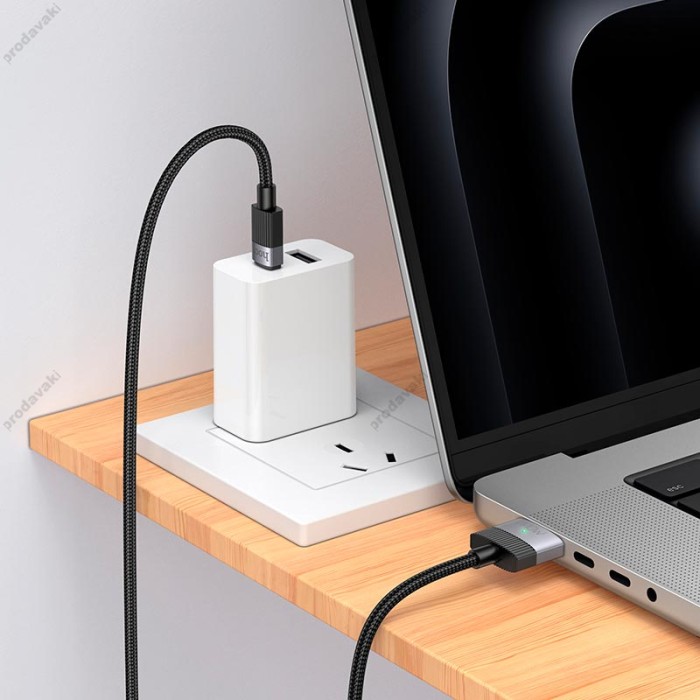 PD Кабель HOCO U141 Magnetic charging Cable Type-C to Mag3 1.8m 140W Black
