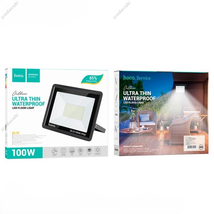 Лампа зовнішня HOCO DL13 Ultra thin outdoor LED flood light 100W IP66 Black