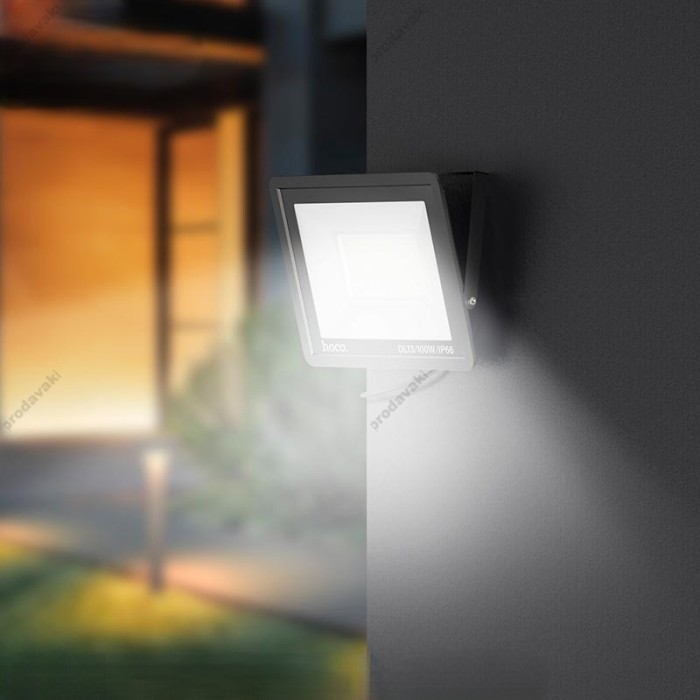 Лампа зовнішня HOCO DL13 Ultra thin outdoor LED flood light 100W IP66 Black