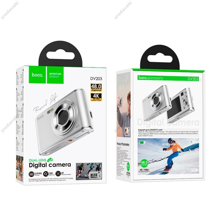 Дитячий фотоапарат / фотокамера HOCO DV203 Dual-Lens digital camera 48MP 30fps/1920p 2.8" IPS HD White