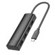 USB-Хаб HOCO HB41 Easy safety 4в1 Type-C to 4xUSB 2.0 0.2M Black