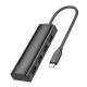 USB-Хаб HOCO HB41 Easy safety Adapter 4в1 Type-C to 4xUSB 3.0 0.2M Black