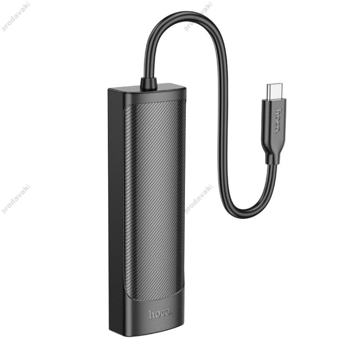 USB-Хаб HOCO HB41 Easy safety Adapter 4в1 Type-C to 4xUSB 3.0 0.2M Black