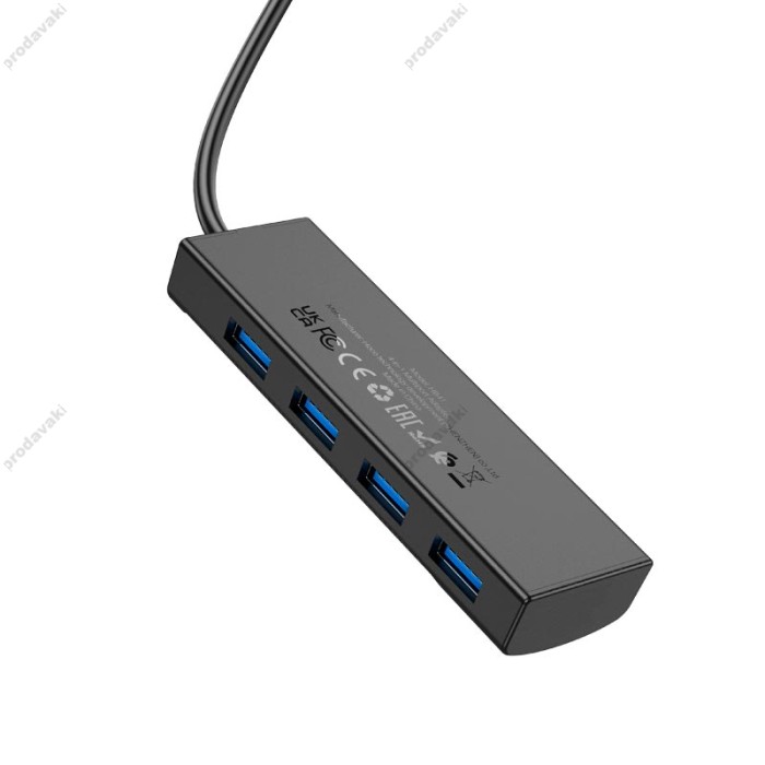 USB-Хаб HOCO HB41 Easy safety Adapter 4в1 Type-C to 4xUSB 3.0 0.2M Black