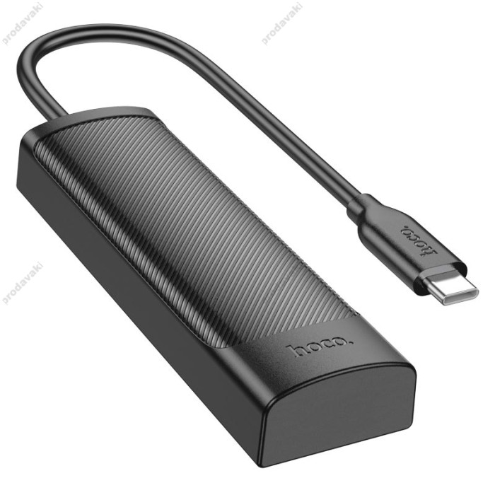 USB-Хаб HOCO HB41 Easy safety Adapter 4в1 Type-C to USB 3.0+3xUSB 2.0 0.2M Black