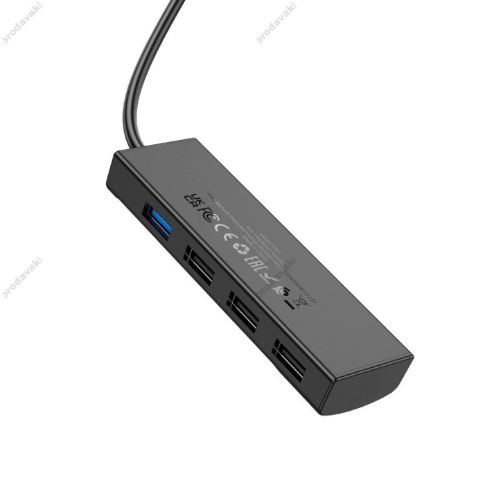 USB-Хаб HOCO HB41 Easy safety Adapter 4в1 Type-C to USB 3.0+3xUSB 2.0 0.2M Black