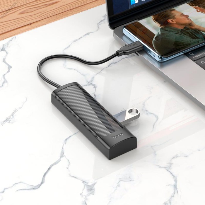 USB-Хаб HOCO HB41 Easy safety Adapter 4в1 Type-C to USB 3.0+3xUSB 2.0 0.2M Black