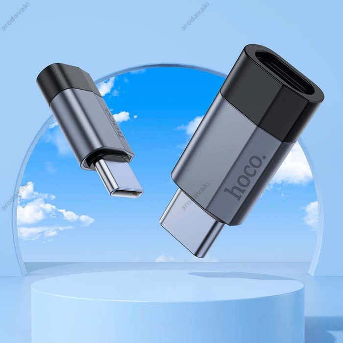 Перехідник Hoco UA29 Type-C male to iP Lightning female charging and data adapter 3A Black