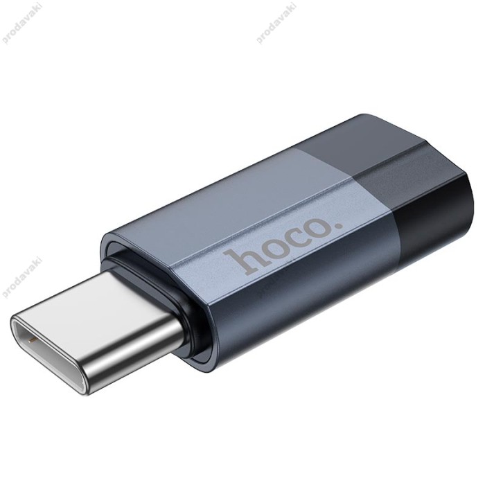 Перехідник Hoco UA29 Type-C male to iP Lightning female charging and data adapter 3A Black