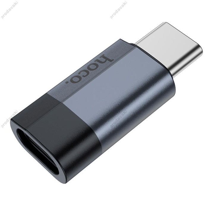 Перехідник Hoco UA29 Type-C male to iP Lightning female charging and data adapter 3A Black