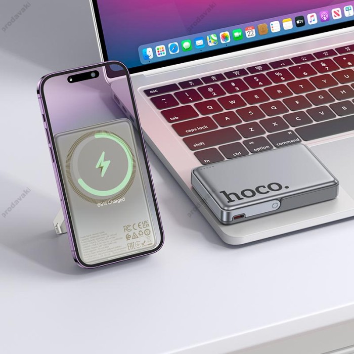 Повербанк портативний акумулятор Power bank Hoco Q36A Sunlight MagSafe магнітний 20W 10000 mAh Metal-grey