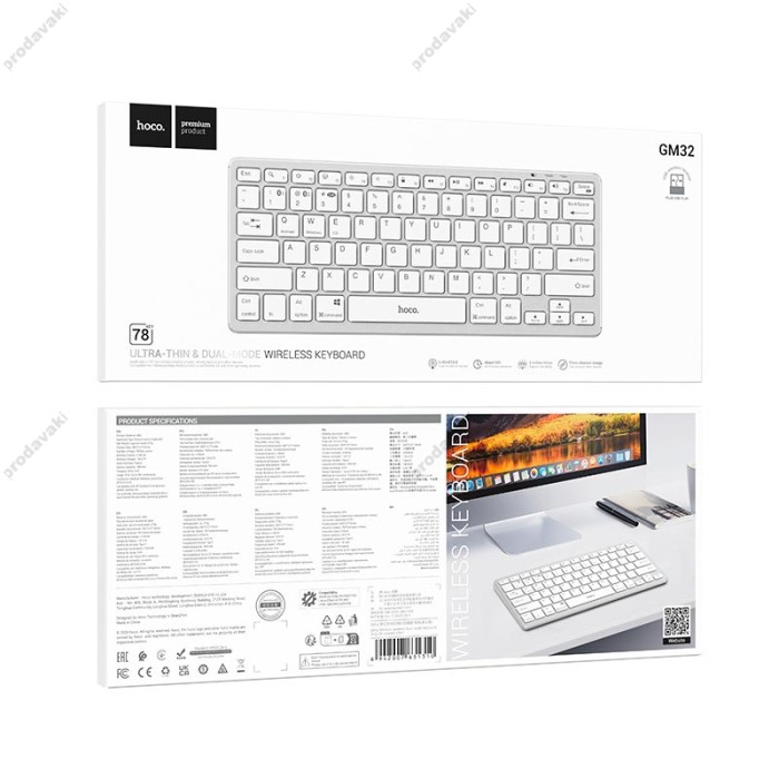 Комп'ютерна Клавіатура HOCO GM32 Wisdom wireless dual-mode keyboard 2.4G / BT5.0 50h Max White