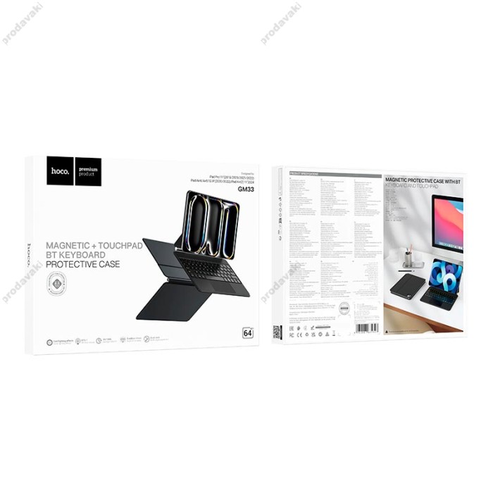 Клавіатура Hoco GM33 Smart keyboard for Pad Pro / Air2 / Air4 / Air5 (10.9 / 11 inches) GM33 BT5.1 / 5-100h Black