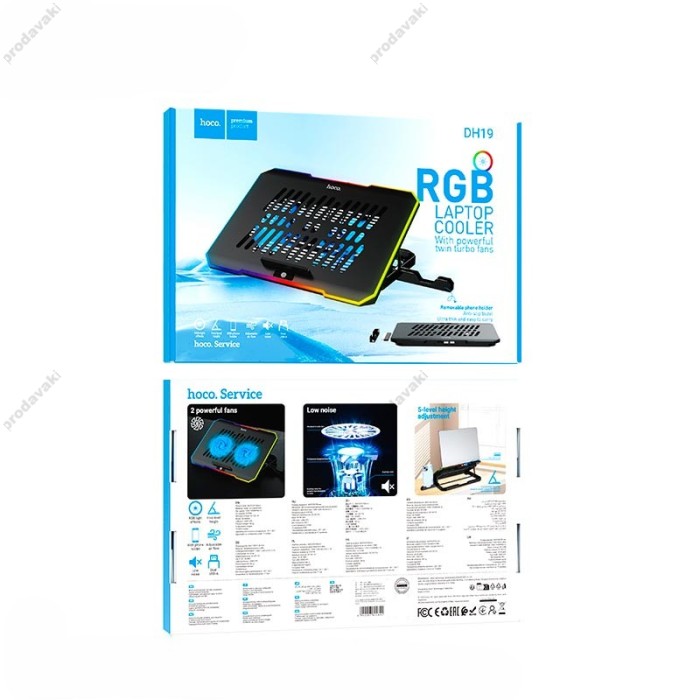 Підставка для ноутбука та MacBook Hoco DH19 Cool RGB notebook cooling stand Balck