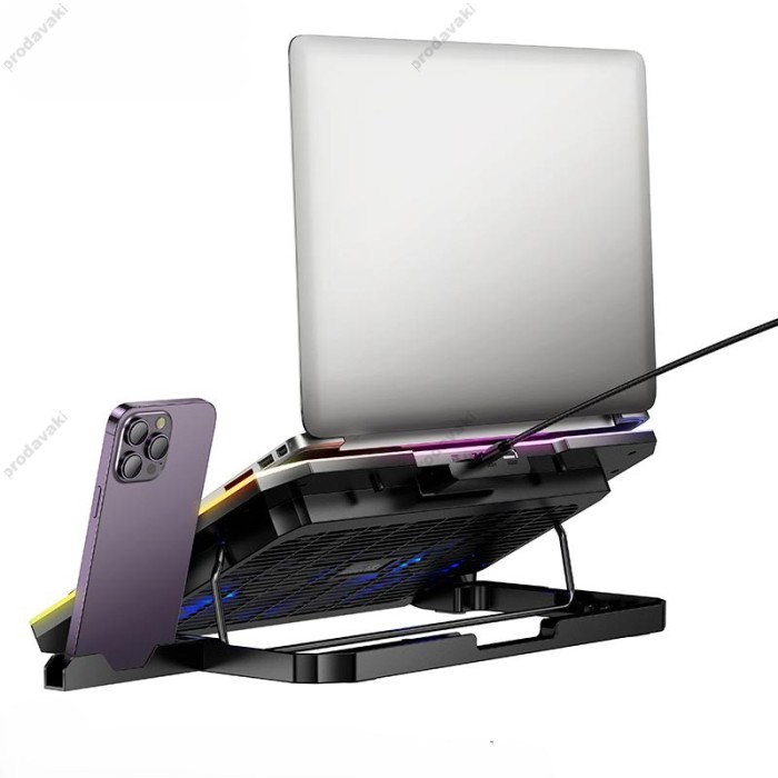 Підставка для ноутбука та MacBook Hoco DH19 Cool RGB notebook cooling stand Balck