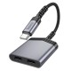 Перехідник картрідер адаптер HOCO LS40 Type-C to dual Type-C digital audio converter 27W DAC metal-grey