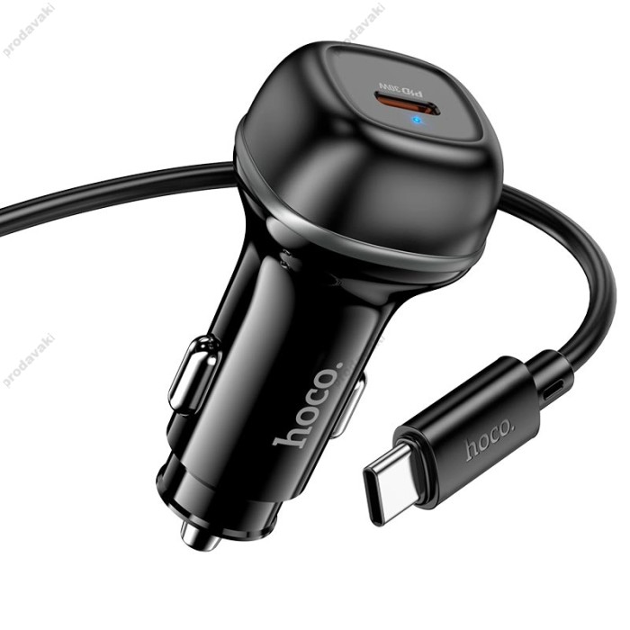 Автомобільний зарядний пристрій Hoco Z58 rank single port Car charger Type-C cable 30W Black