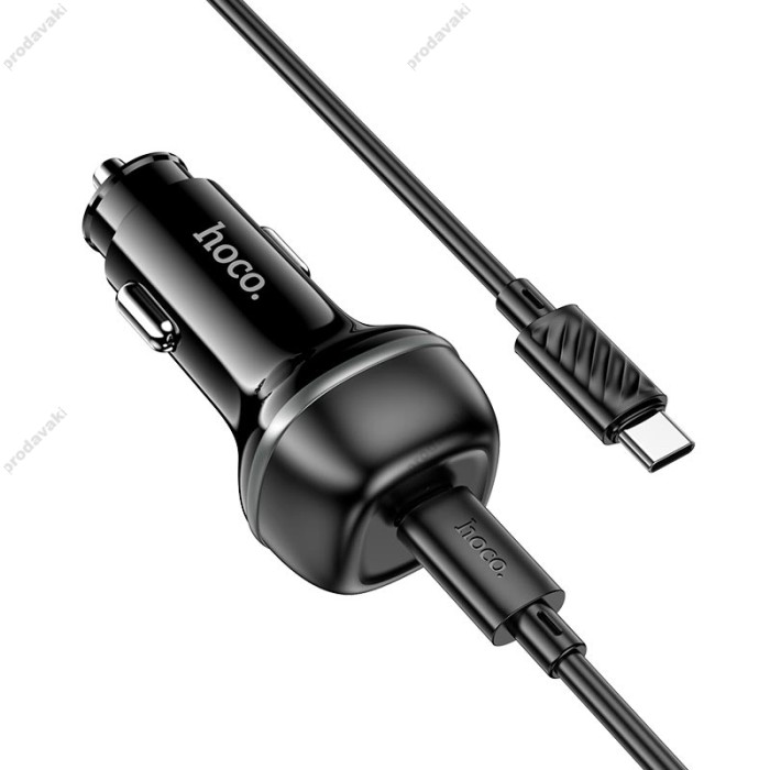 Автомобільний зарядний пристрій Hoco Z58 rank single port Car charger Type-C cable 30W Black