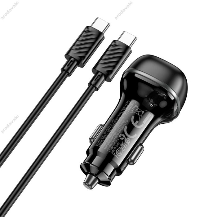 Автомобільний зарядний пристрій Hoco Z58 rank single port Car charger Type-C cable 30W Black