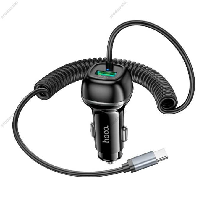 Автомобільний зарядний пристрій Hoco Z58B Rank Car charger Type-C cable 48W Black