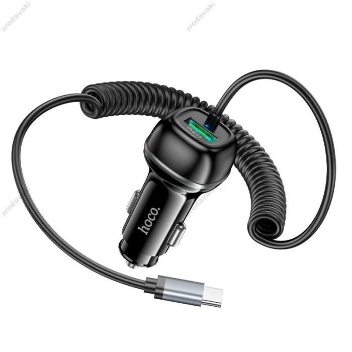 Автомобільний зарядний пристрій Hoco Z58B Rank Car charger Type-C cable 48W Black