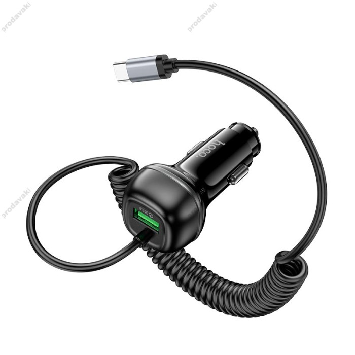 Автомобільний зарядний пристрій Hoco Z58B Rank Car charger Type-C cable 48W Black