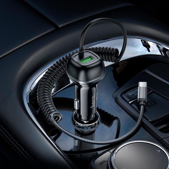 Автомобільний зарядний пристрій Hoco Z58B Rank Car charger Type-C cable 48W Black