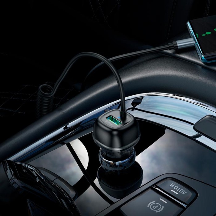Автомобільний зарядний пристрій Hoco Z58B Rank Car charger Type-C cable 48W Black