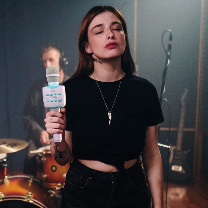 Портативна колонка-мікрофон HOCO BK5 Cantando karaoke microphone BT 5.0 Blue