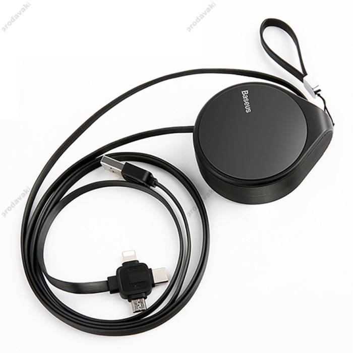 Кабель BASEUS combo Micro USB / Lightning / Type-C Waterdrop three-in-one scaling 1.5A 1.5m black CAMLT-EP01